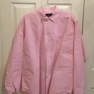 *EUC* Ralph Lauren pink & white check button down. Size XL.